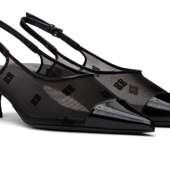 Givenchy Black Show 4G Slingback Heels/Mesh heels in black Heel: H1.75" - Picture 4 of 6